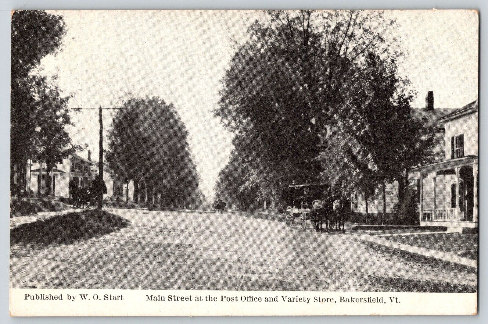 Postcard Main Street Post Office & Variety Store Bakersfield Vermont - WO Start