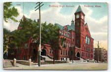 1908 ROXBURY MASS.  ROXBURY HIGH SCHOOL STREET VIEW EARLY POSTCARD P3461 picture