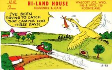 Postcard WY Wolcott Jct Hi Land House Souvenirs Stork Camper Vintage PC J3626 picture