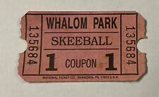 Whalom Park Skeeball Ticket, Vintage, Lunenburg, MA picture