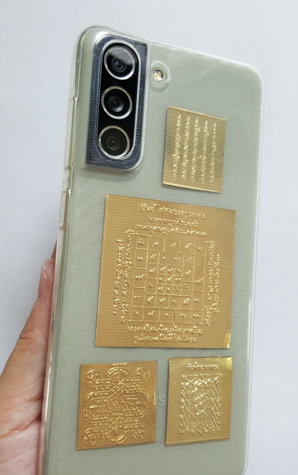 5 Pcs Thailand Amulet Yant Sheet Charm Protection Phone Case Pocket Gold Plated