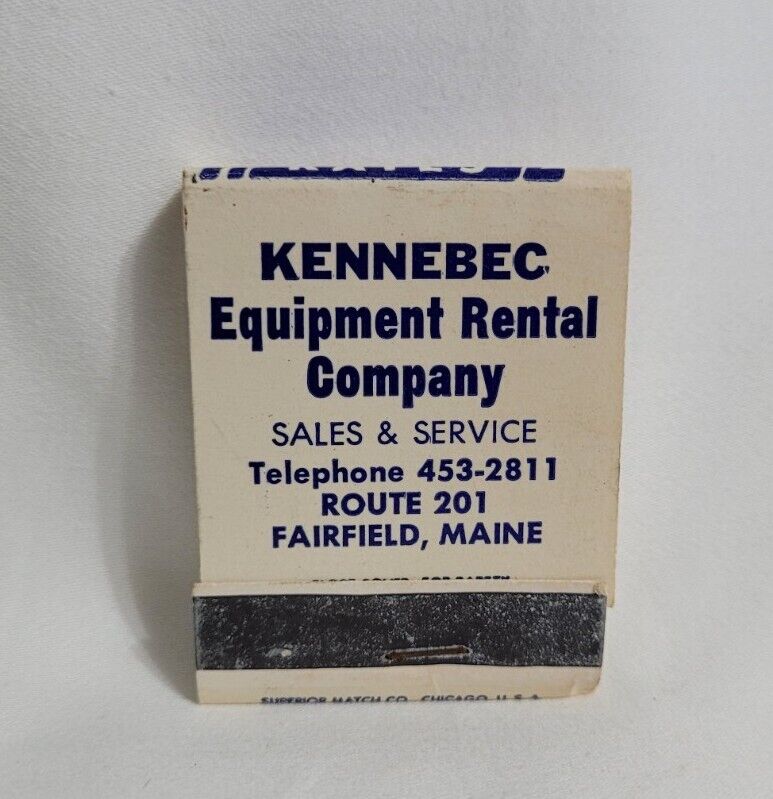 Vintage Kennebec Equipment Rental Company Matchbook Fairfield Maine Advertising