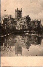 Wells Cathedral Church from Swan Pool England 1905 Gothic Old Vintage Postcard picture