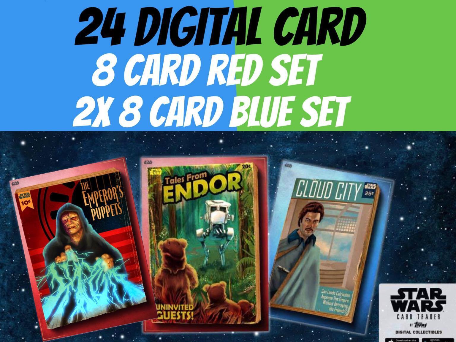 Topps Star Wars Card Trader Original Art Pulp Covers Robert Jimenez Red Blue Set