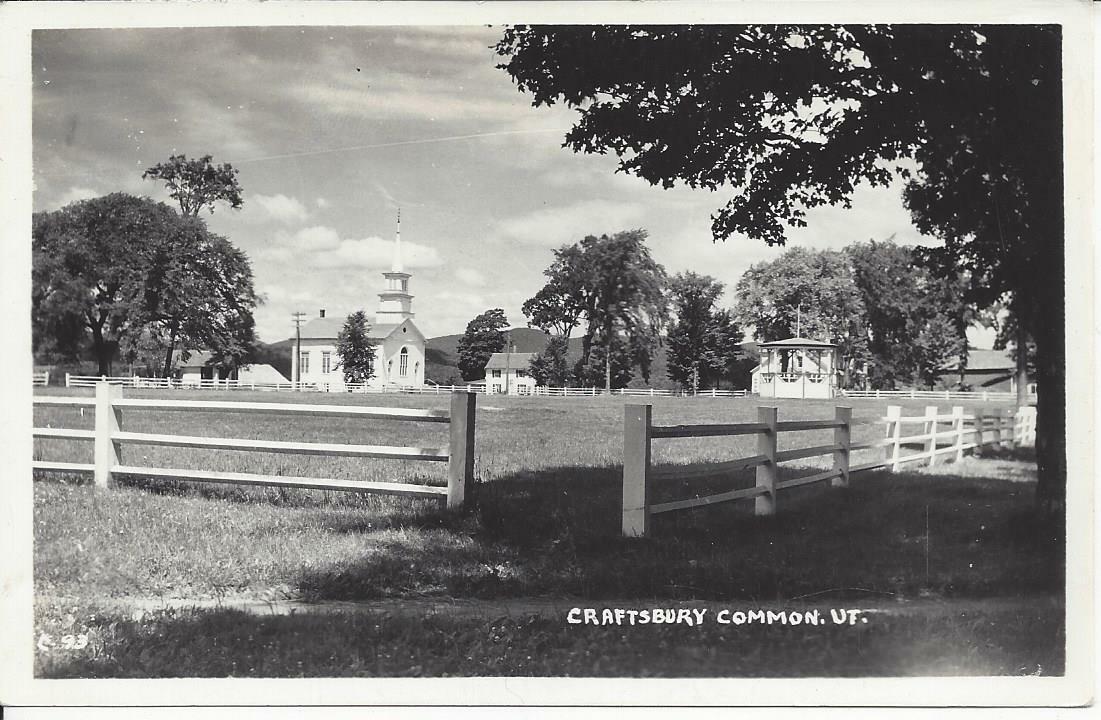 CRAFTSBURY COMMON,VERMONT,REAL PHOTO,CHURCH,BANDSTAND