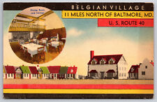 Vintage Postcard Belguim Village 11 Miles North of Baltimore MD. U.S. Route 40 picture