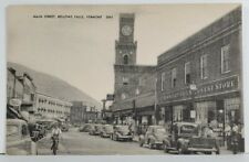 Bellows Falls Vermont Main Street c1940s Autos & Businesses Postcard Q2 picture