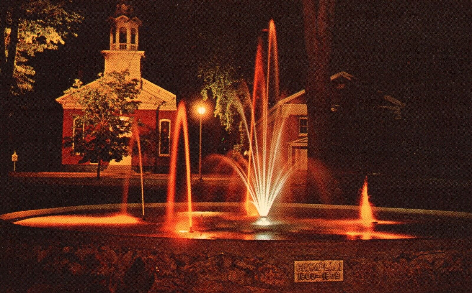 Vintage Postcard Fountain of Color on The Common in Swanton Vermont VT