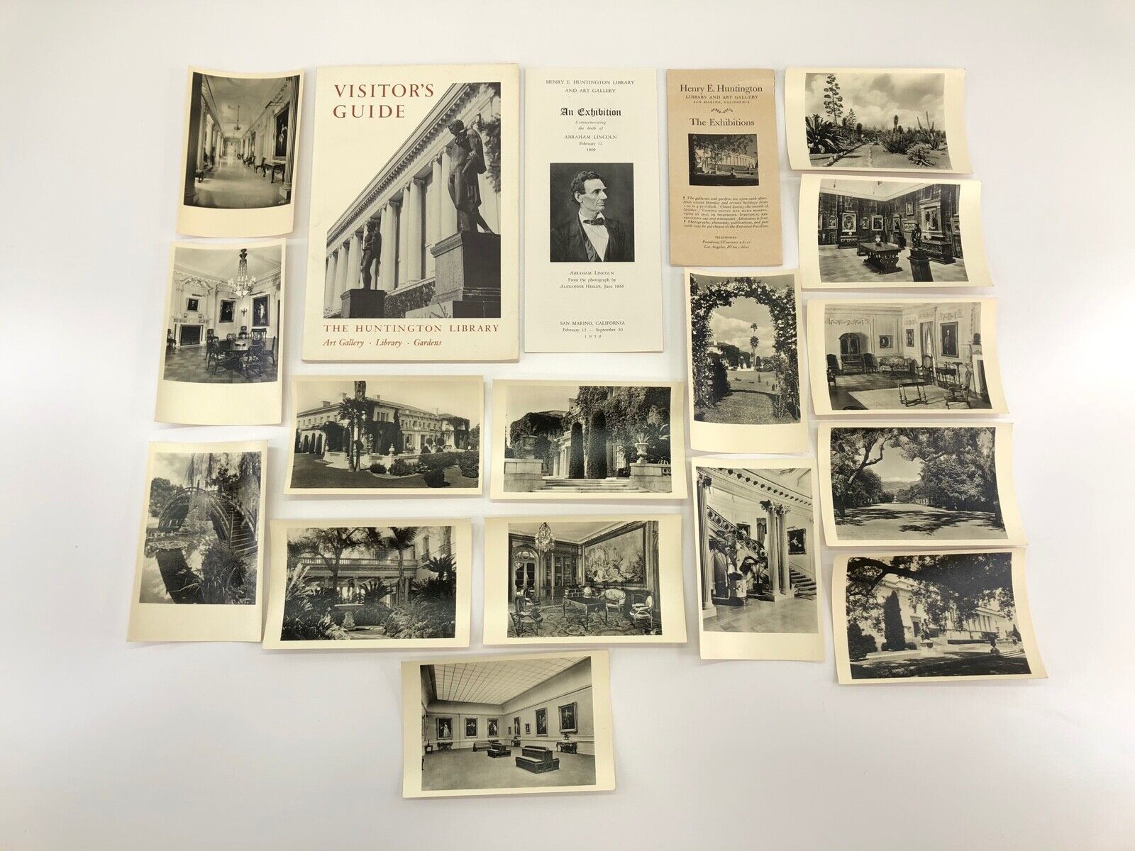 1959 Huntington Library & Art Gallery San Marino Guide Pamphlets RPPC Postcards 