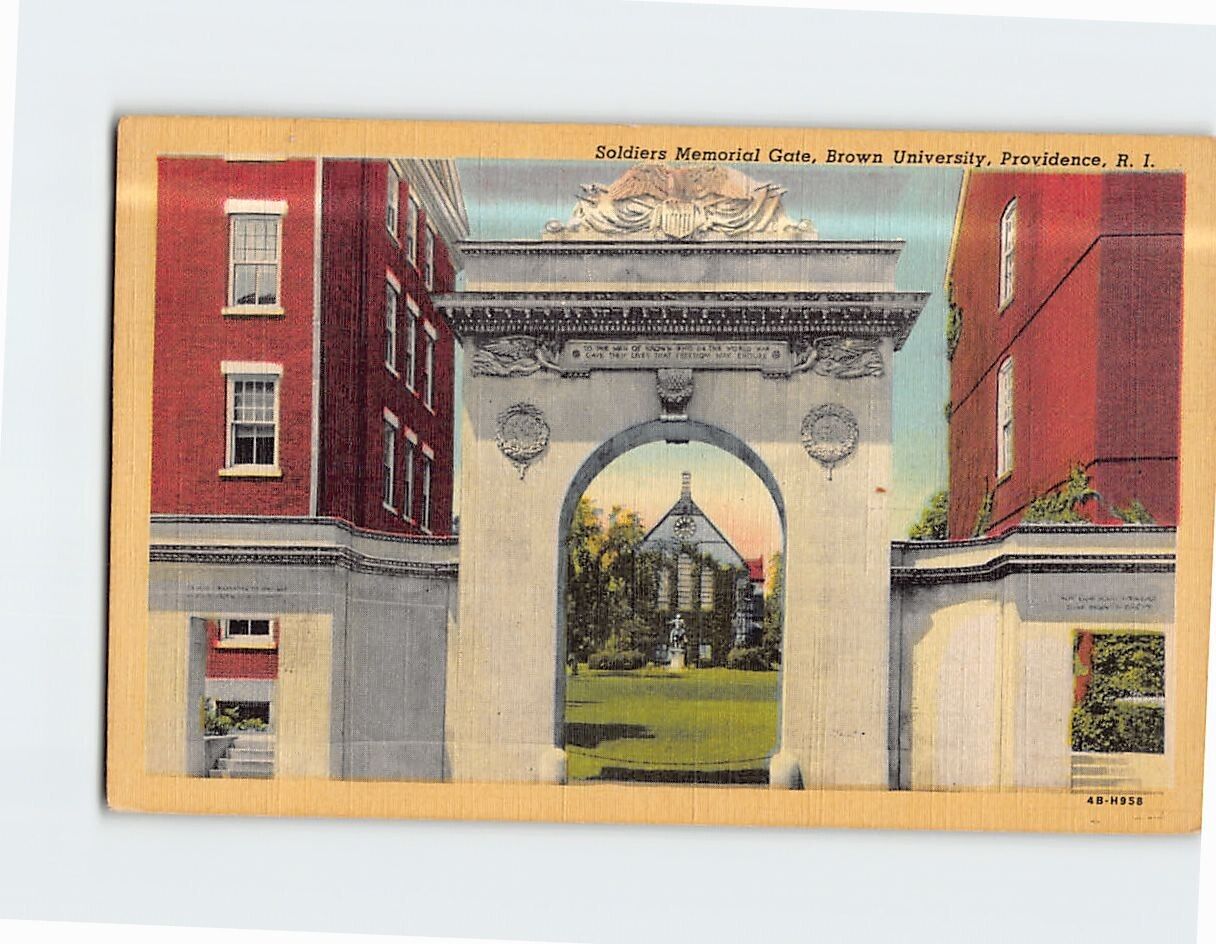 Postcard Soldier\'s Memorial Gate Brown University Providence Rhode Island USA