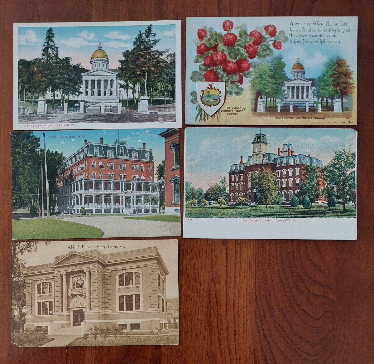 5 vintage postcards lot (early-mid 1900's); Montpelier Vermont VT