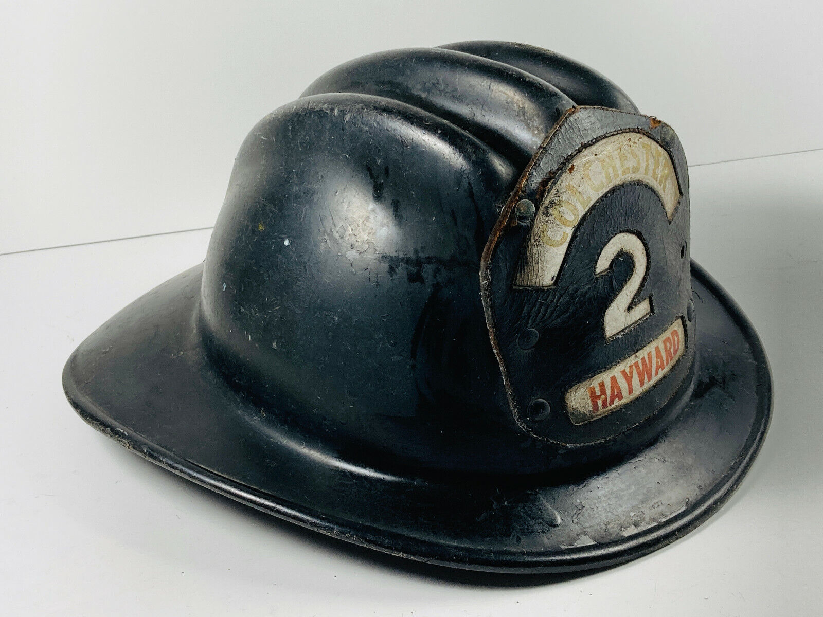 Antique Colchester CT VT NY NJ Leather Patch Fireman's Helmet gentex Hayward