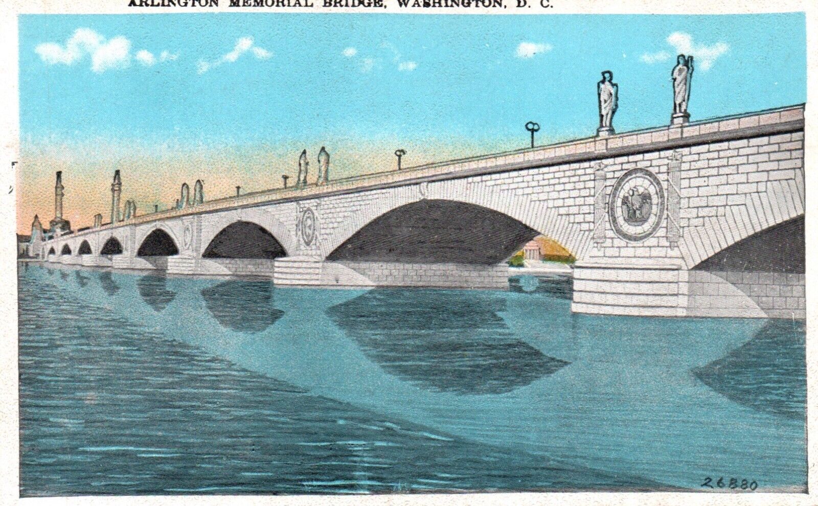 Washington, DC, Arlington Memorial Bridge, White Border Vintage Postcard e5298