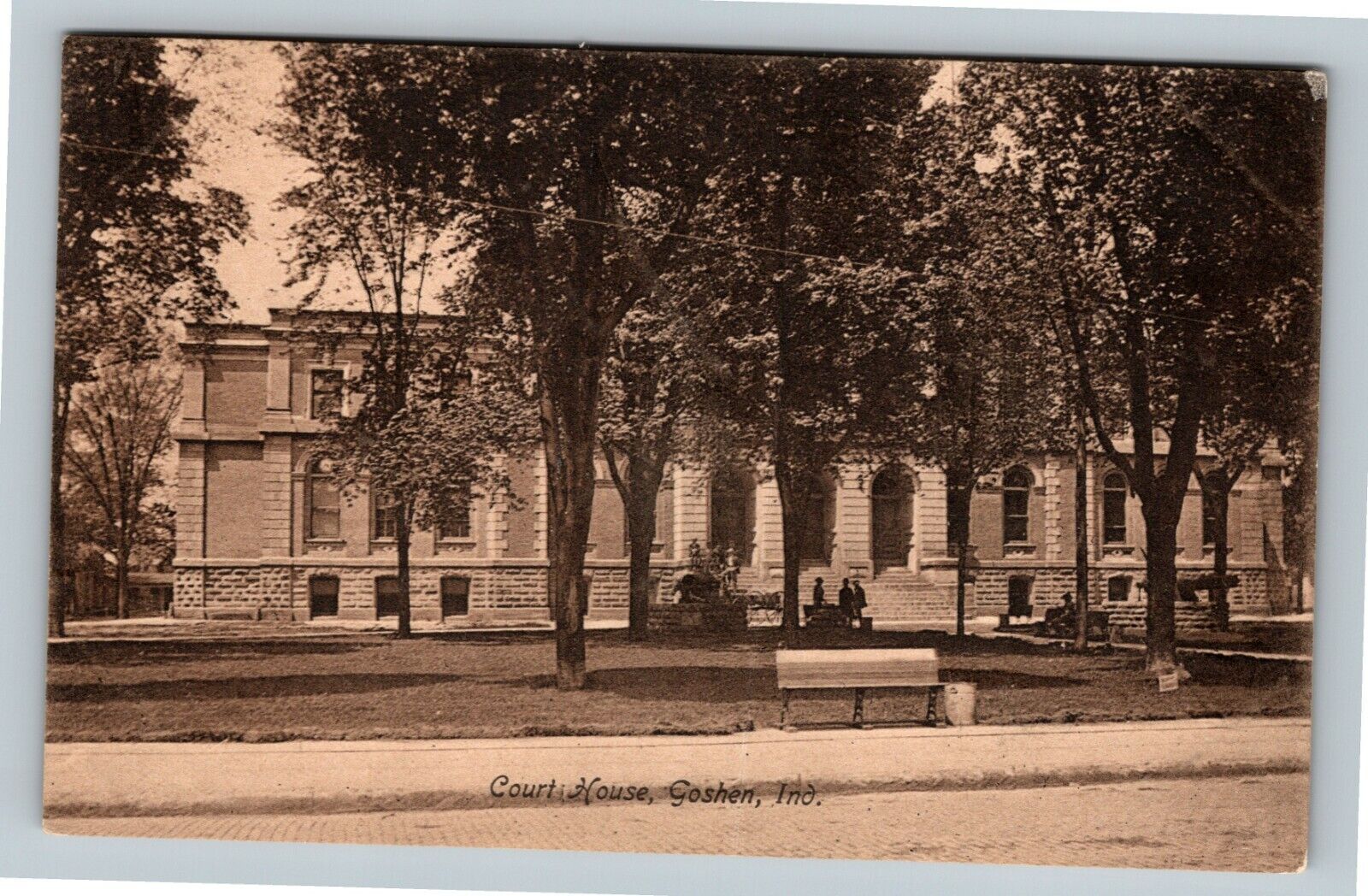 Goshen IN-Indiana, Court House Scene, Cannon, Gentlemen, Vintage Postcard