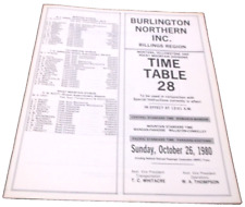 OCTOBER 1979 BURLINGTON NORTHERN BILLINGS REGION EMPLOYEE TIMETABLE #25 picture