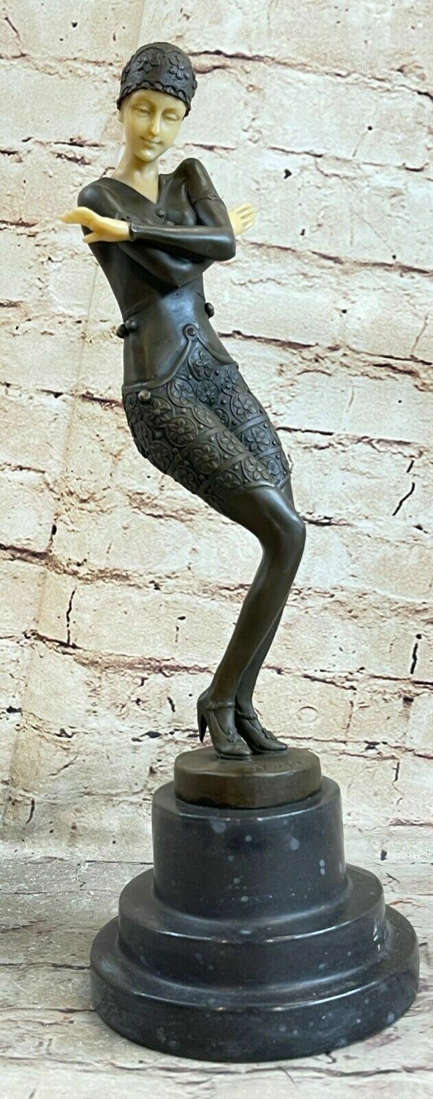 Art Deco Bronze Lady `Russian Dancer`Signed Ferdinand Preiss Sculpture