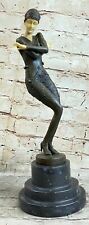 Art Deco Bronze Faux Bone Lady `Russian Dancer`Signed Ferdinand Preiss Sculpture picture