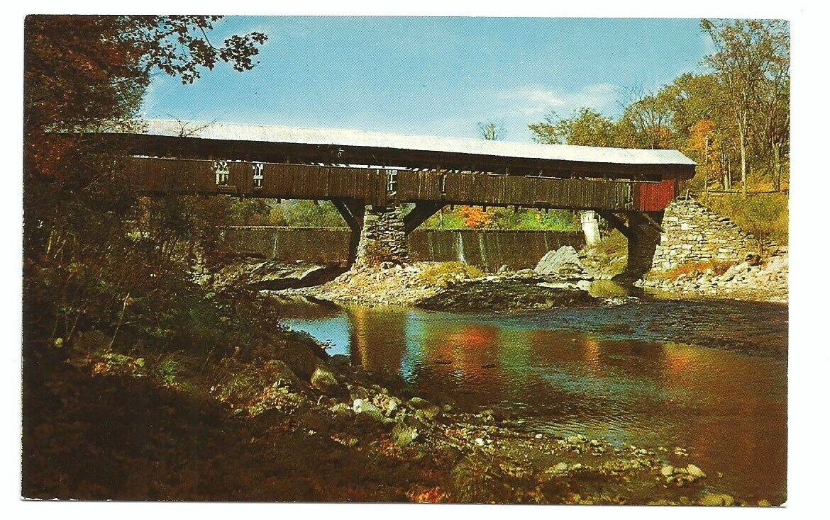 Taftsville Covered Bridge Vermont VT Postcard Woodstock Vintage