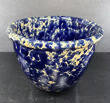 BENNINGTON Pottery #1877 Large Mixing Bowl Blue Agate Sponge Ware 3Qts picture