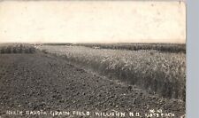 NORTH DAKOTA GRAIN FIELD williston nd real photo postcard rppc farm history picture