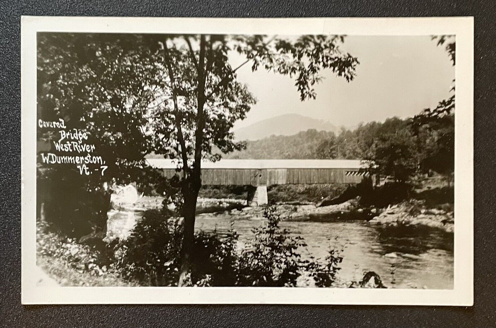 West Dummerston Vermont RPPC Covered Bridge West River photo postcard VT