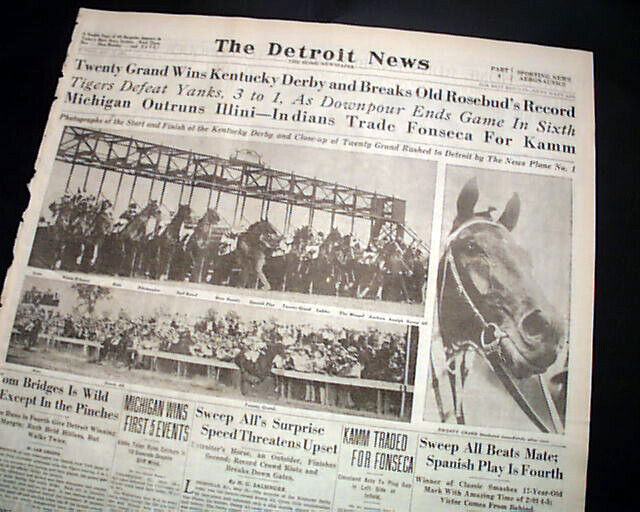 TWENTY GRAND American Thoroughbred Racehorse Wins KENTUCKY DERBY 1931 Newspaper