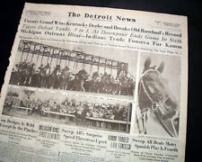 TWENTY GRAND American Thoroughbred Racehorse Wins KENTUCKY DERBY 1931 Newspaper picture