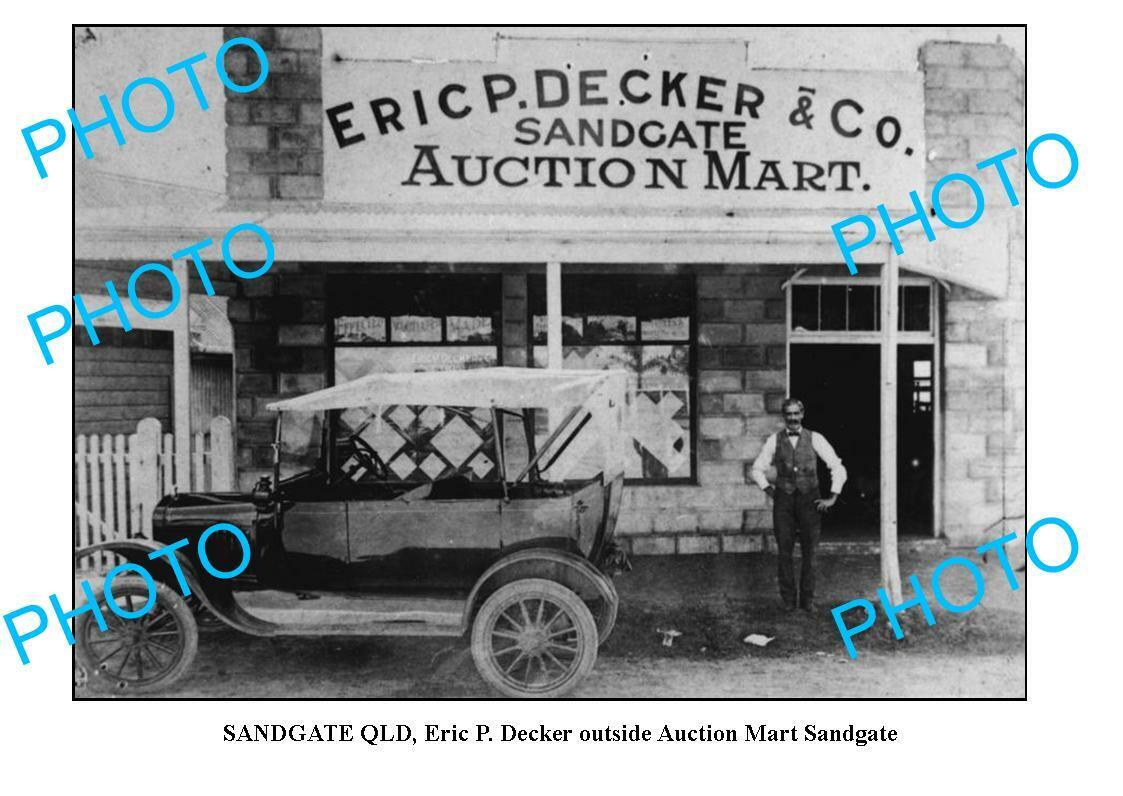 OLD 6 x 4 PHOTO SANDGATE BRISBANE DECKERS AUCTION MART BUILDING c1920