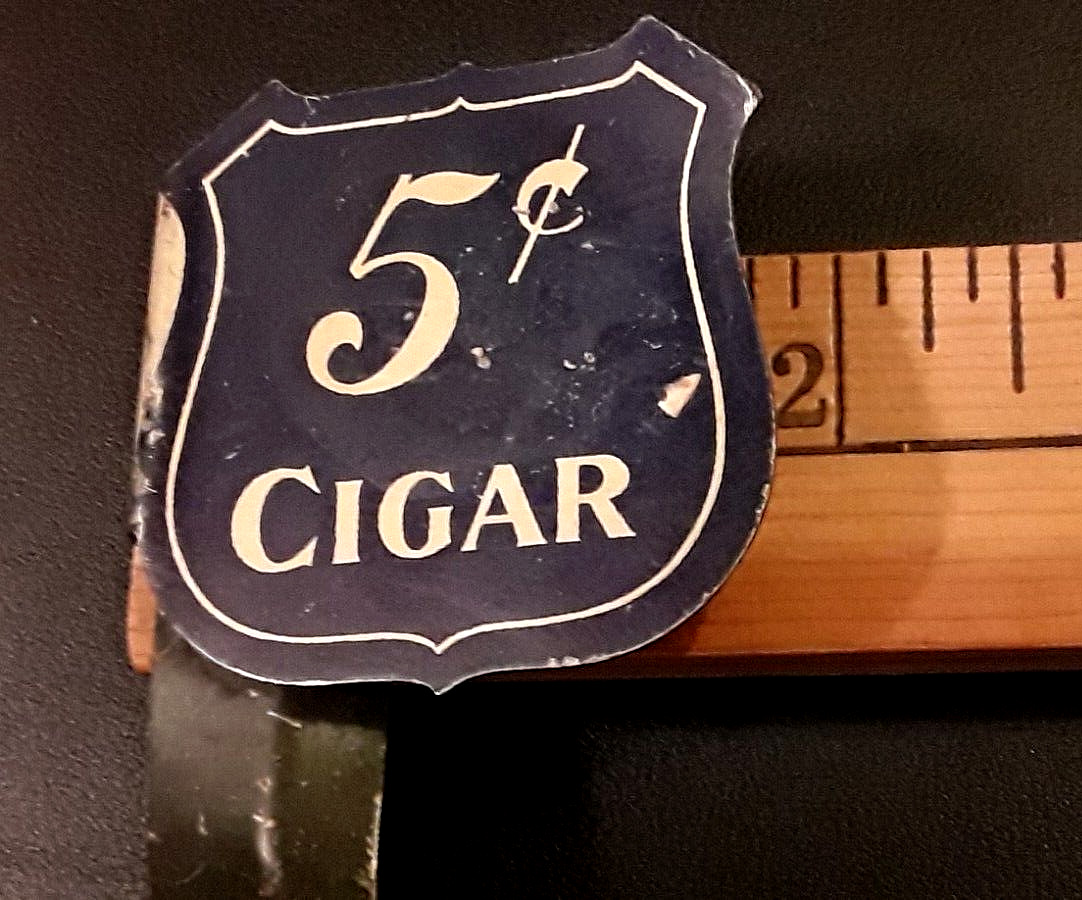 Antique THE PEERLESS 5C CENT Shield CIGAR Store SIGN DISPLAY INSERT WP Bowers