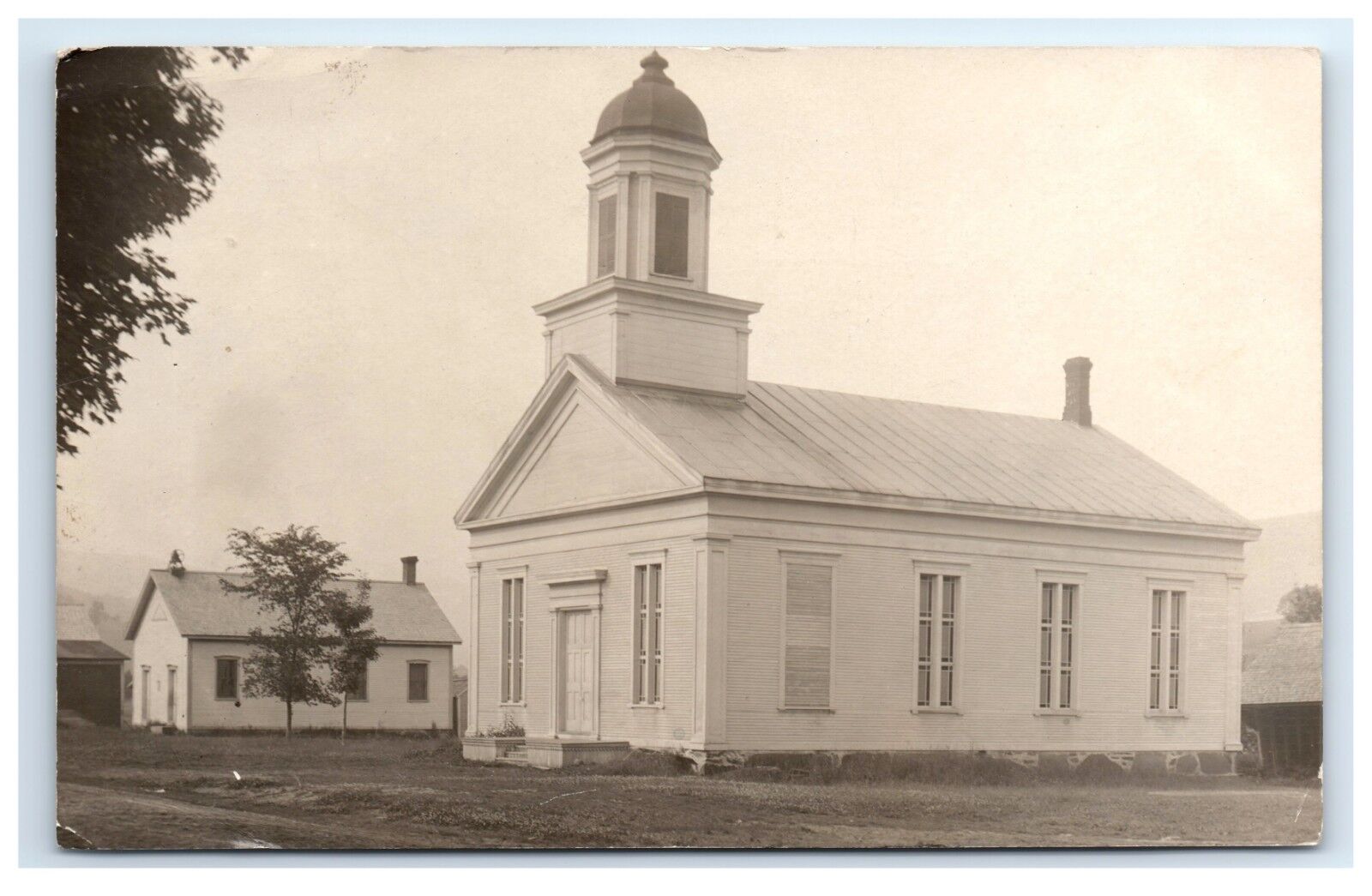 Postcard Old Church in Vermont VT, post marked in Starksboro 1910 RPPC H10
