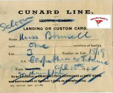 RMS TITANIC SURVIVOR CAROLINE BONNELL'S CARPATHIA CUSTOMS CARD RP 1912 picture