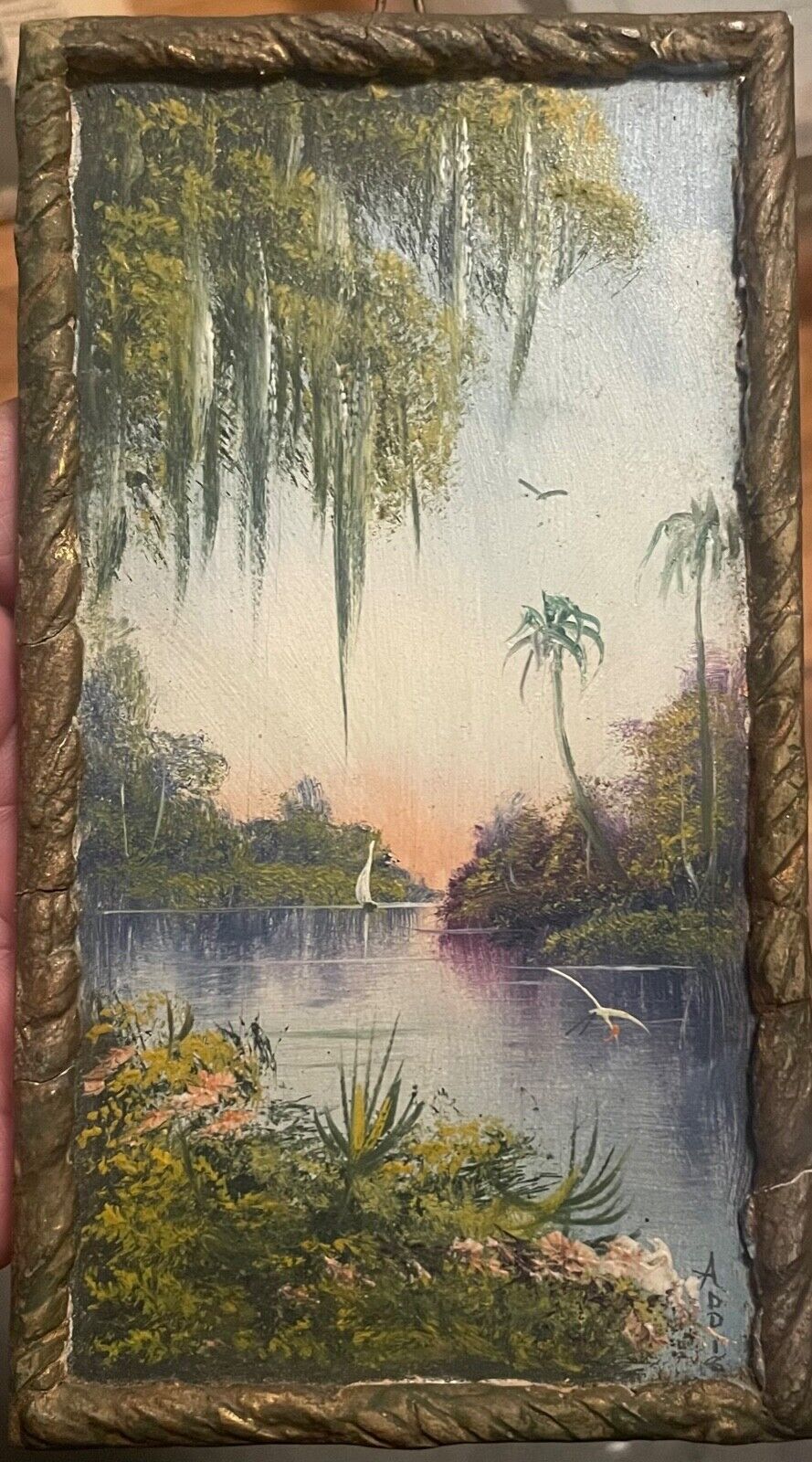 1930s W.C. Addison Florida Souvenir Tourist Painting