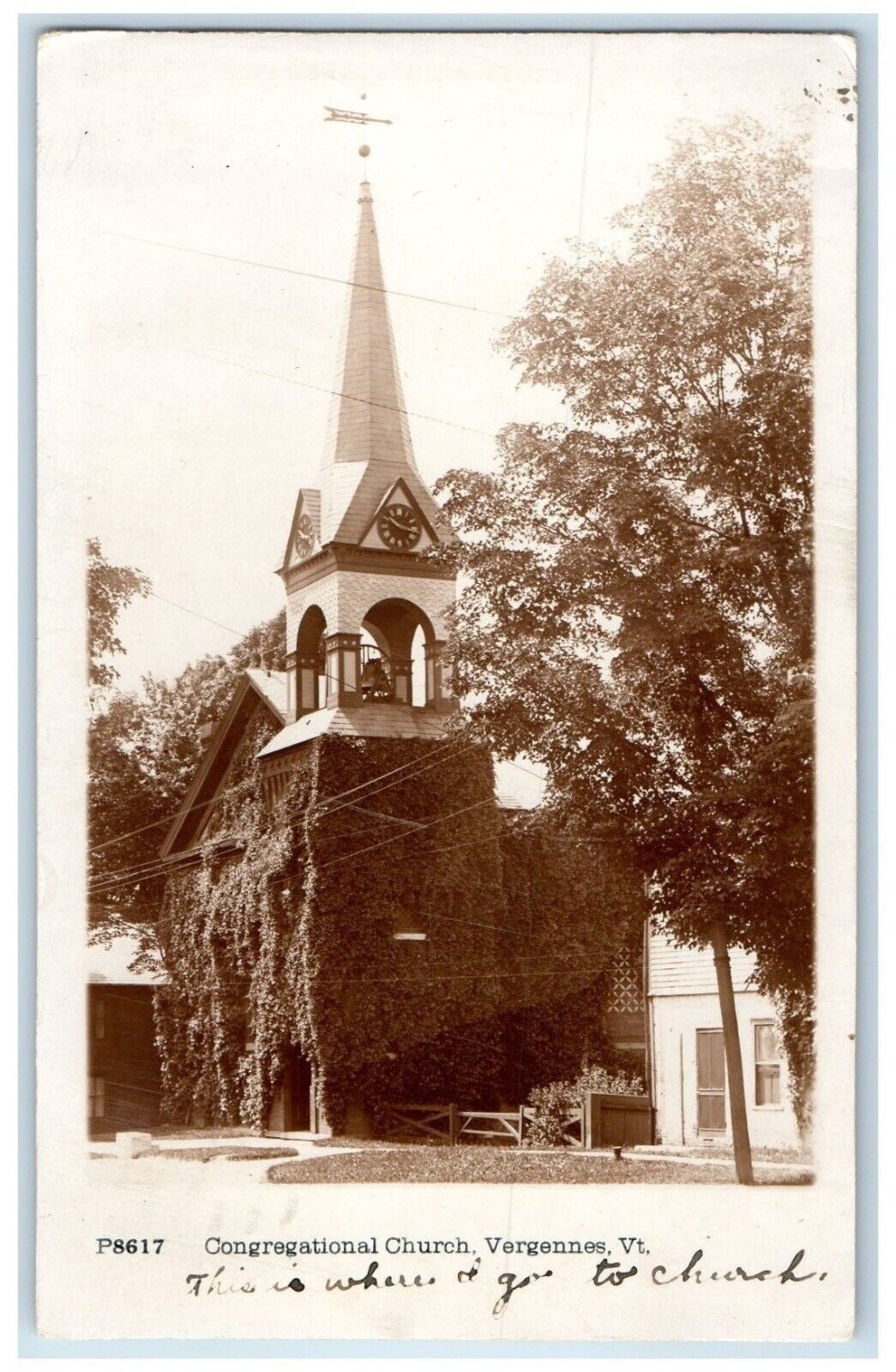 1918 Congregational Church Vergennes Vermont VT RPPC Photo Antique Postcard