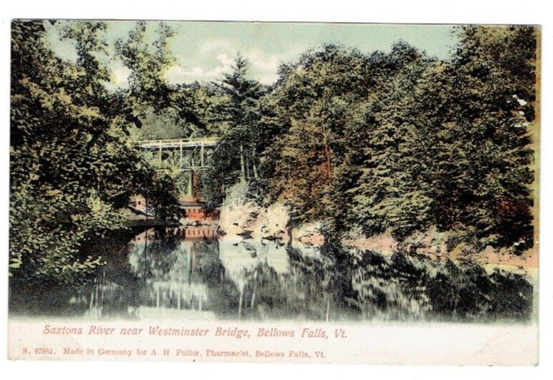 Saxtons River near Westminster Bridge Bellows Falls Vermont VT Postcard 1907
