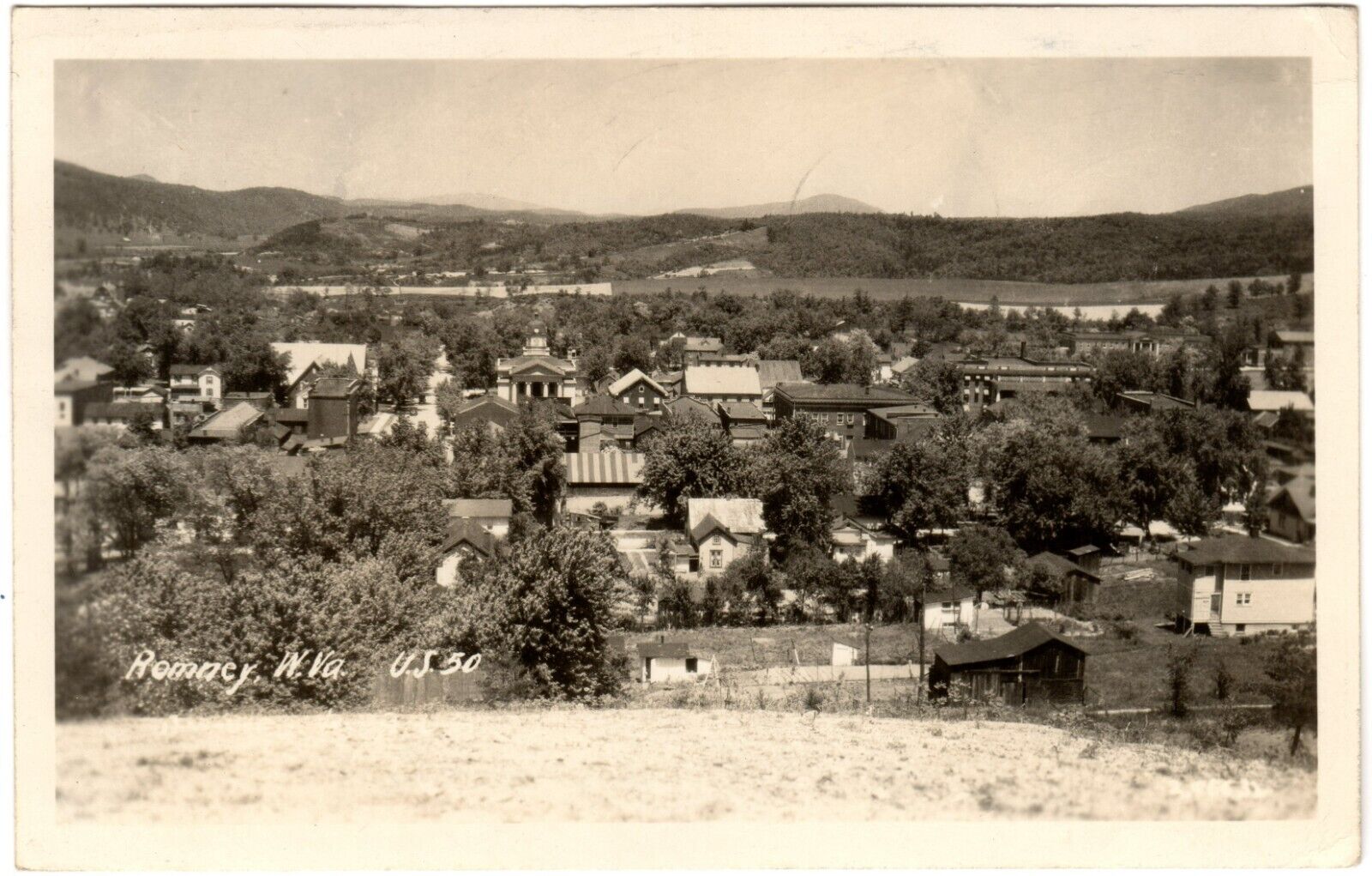 ROMNEY, WV RPPC - Town View, US Route Rt. 50 West Virginia Real Photo Postcard
