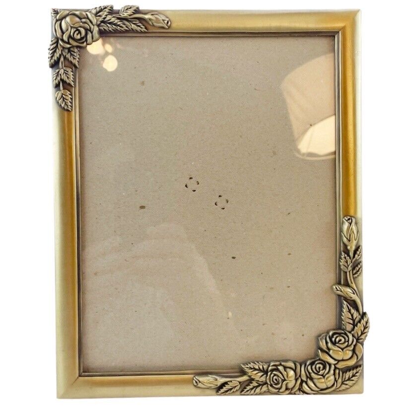 Weston Gallery Brass Picture Photo Frame Roses Floral Ornate Cast Metal 8x10\