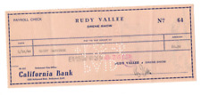 RUDY VALLEE 1946 SIGNED Autograph Auto DRENE SHOW Check picture