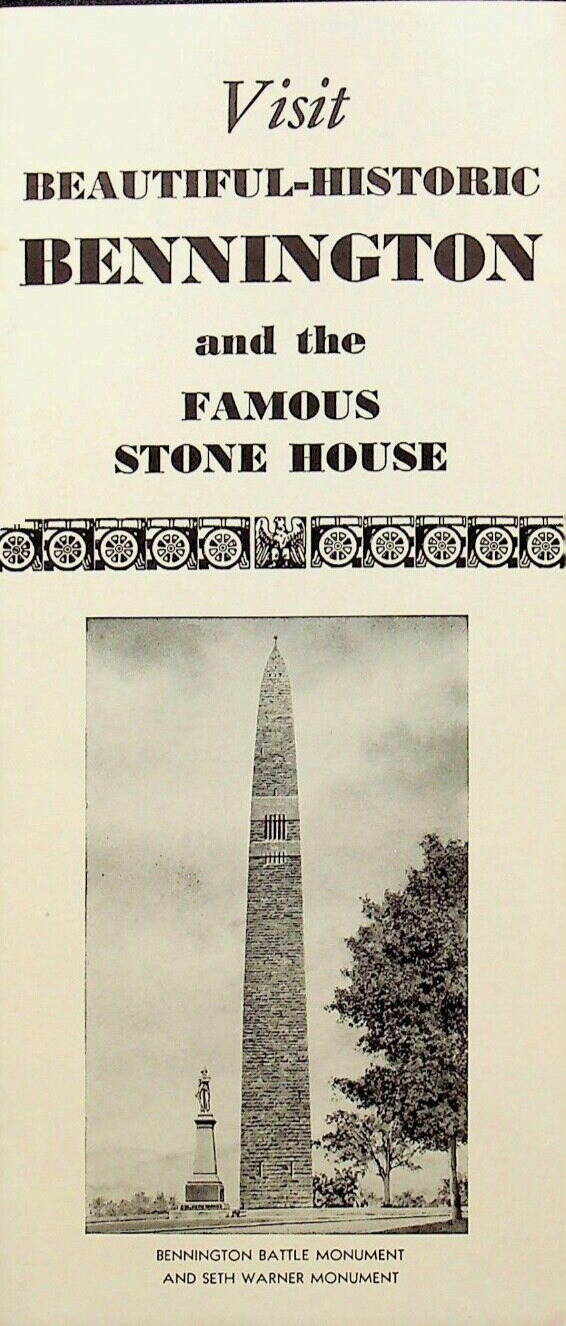 BENNINGTON Vermont Famous Stone House Vintage Brochure - E11-A