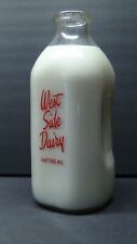 Rare VINTAGE FARM 1/2 GALLON MILK GLASS JUG WEST SIDE Dairy picture