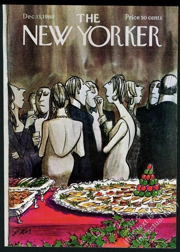 1969 New Yorker magazine framing cover December 13 1969 Christmas party food