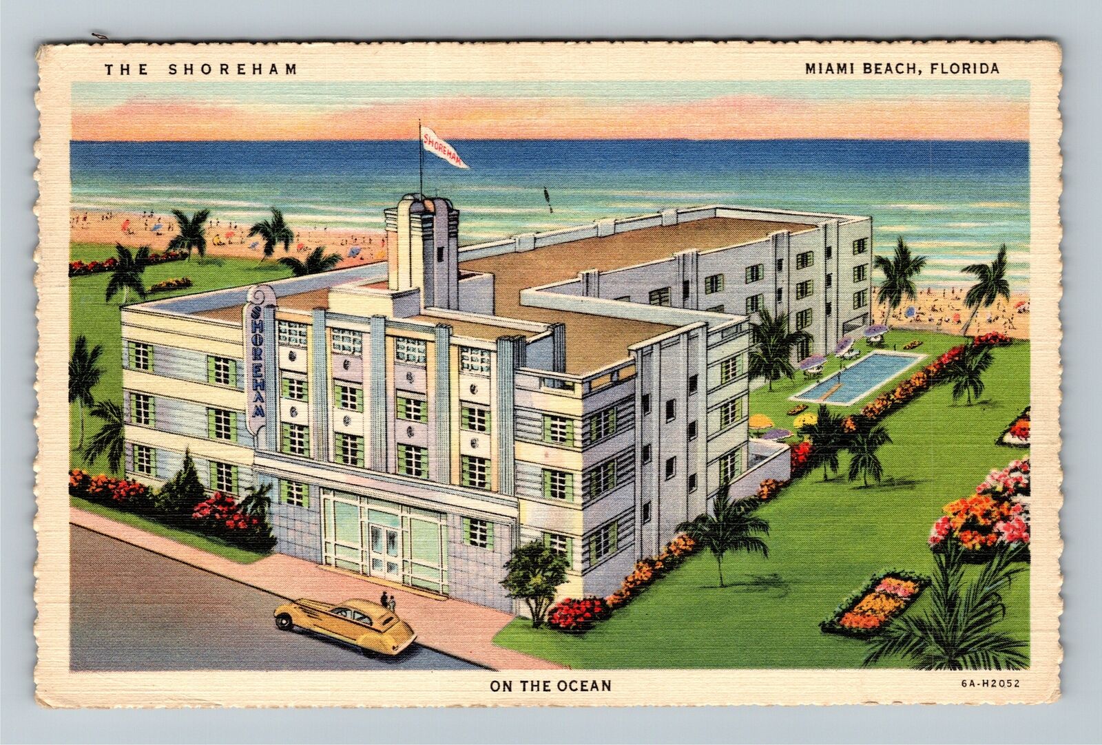 Miami Beach FL-Florida, The Shoreham Hotel, Advertising 1946 Linen Postcard