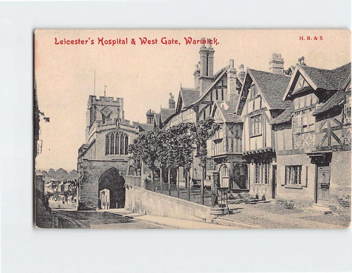 Postcard Leicester\'s Hospital & West Gate, Warwick, England