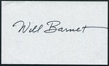 WILL BARNET SIGNED 3X5 INDEX CARD ARTIST PAINTER NATIONAL MEDAL OF ARTS AWARD picture