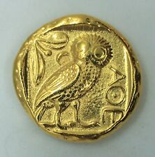 GREECE GREEK ATTICA ATHENS ATHENA PARTHENOS OWL  WISDOM COIN REPRO GOLD PLATED picture