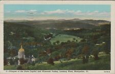 Winooski Valley Montpelier VT Vermont birds eye view Capitol 1940s postcard G08 picture