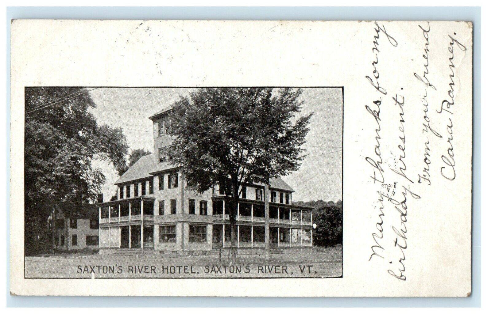 1905 View Of Saxton's River Hotel Vermont VT Posted Antique Postcard