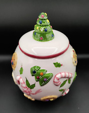 Vintage Christmas Tree Cookie Candy Cane Jar Laurie Gates Los Angeles Pottery picture