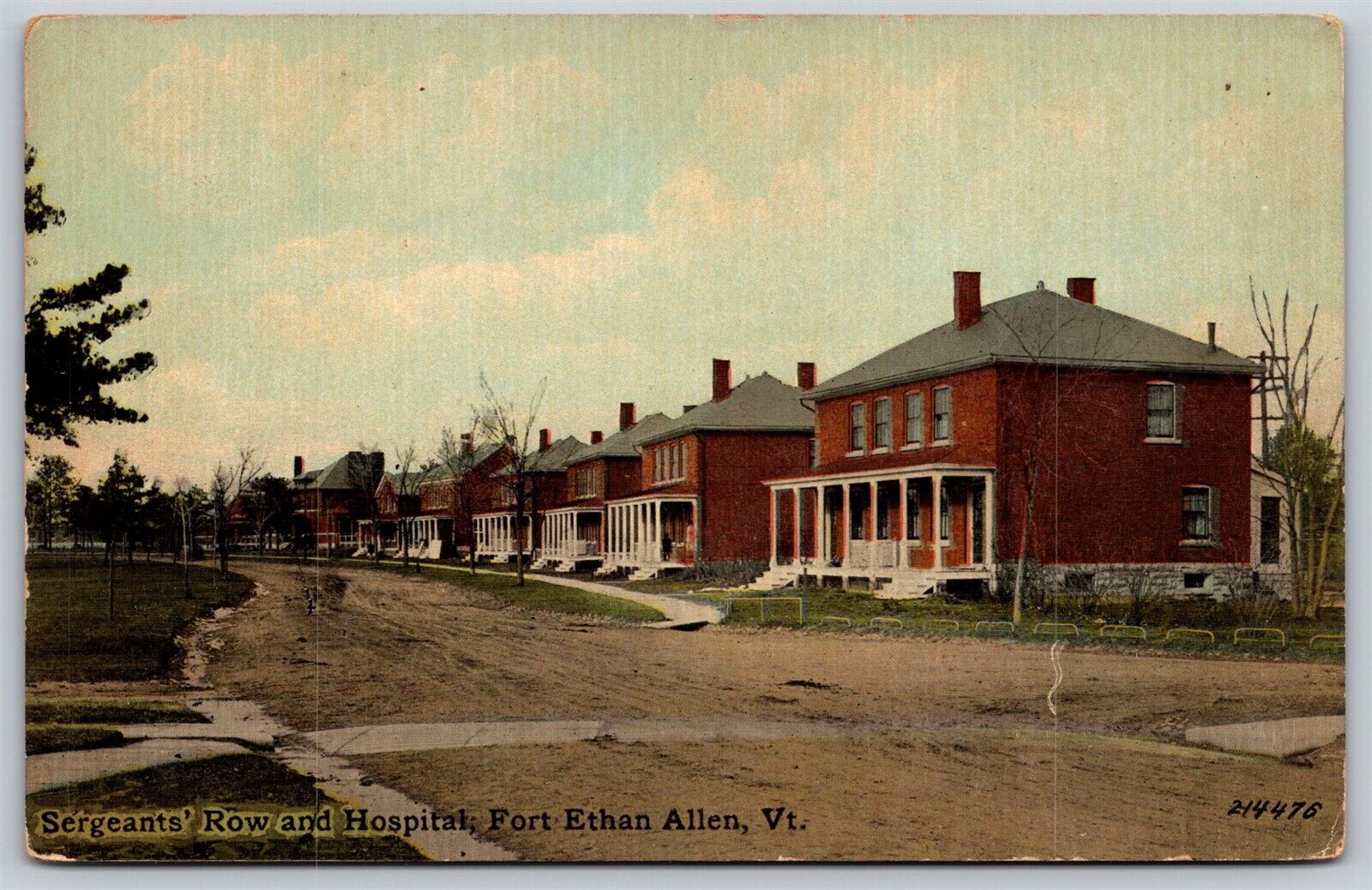 Postcard Sergeants Row and Hospital, Fort Ethan Allen, Vermont M180
