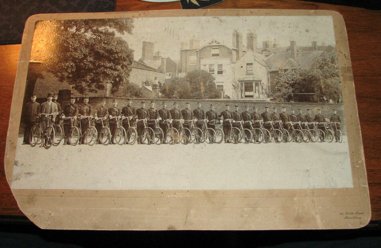 1890's Shrewsbury UK Antique Police Officer Squad Bicycle Large Photograph 