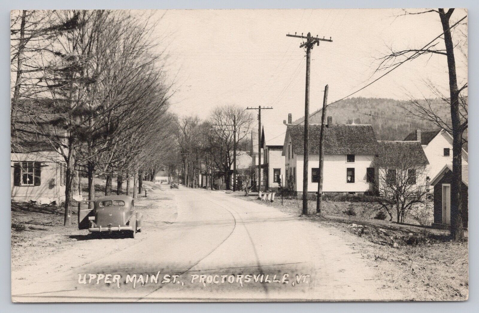 1948 Proctorsville, Vermont Upper Main Street Vtg RPPC Real Photo Postcard